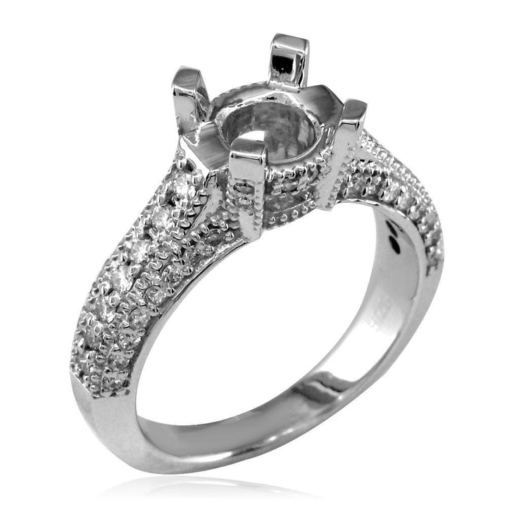 Vintage Style Diamond Engagement Ring Setting, 0.50CT in 18K White Gold