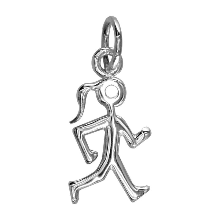 Small Lady Race Walker Charm in 14K White Gold