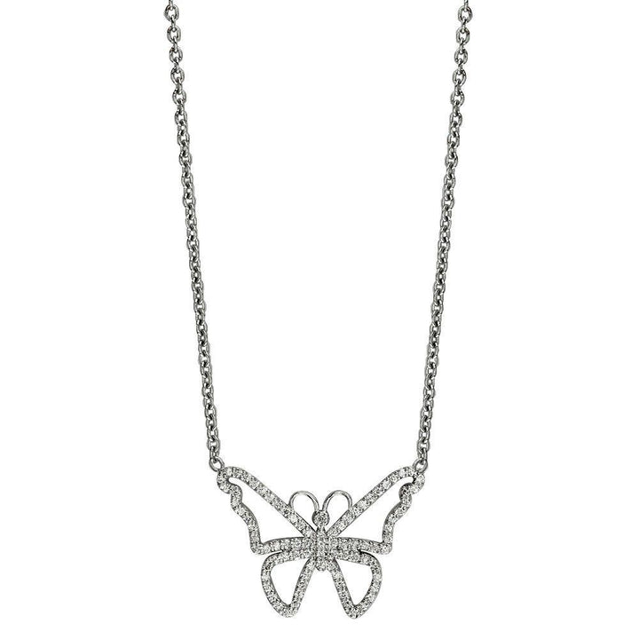 Small Diamond Butterfly Pendant and Chain, 0.25CT