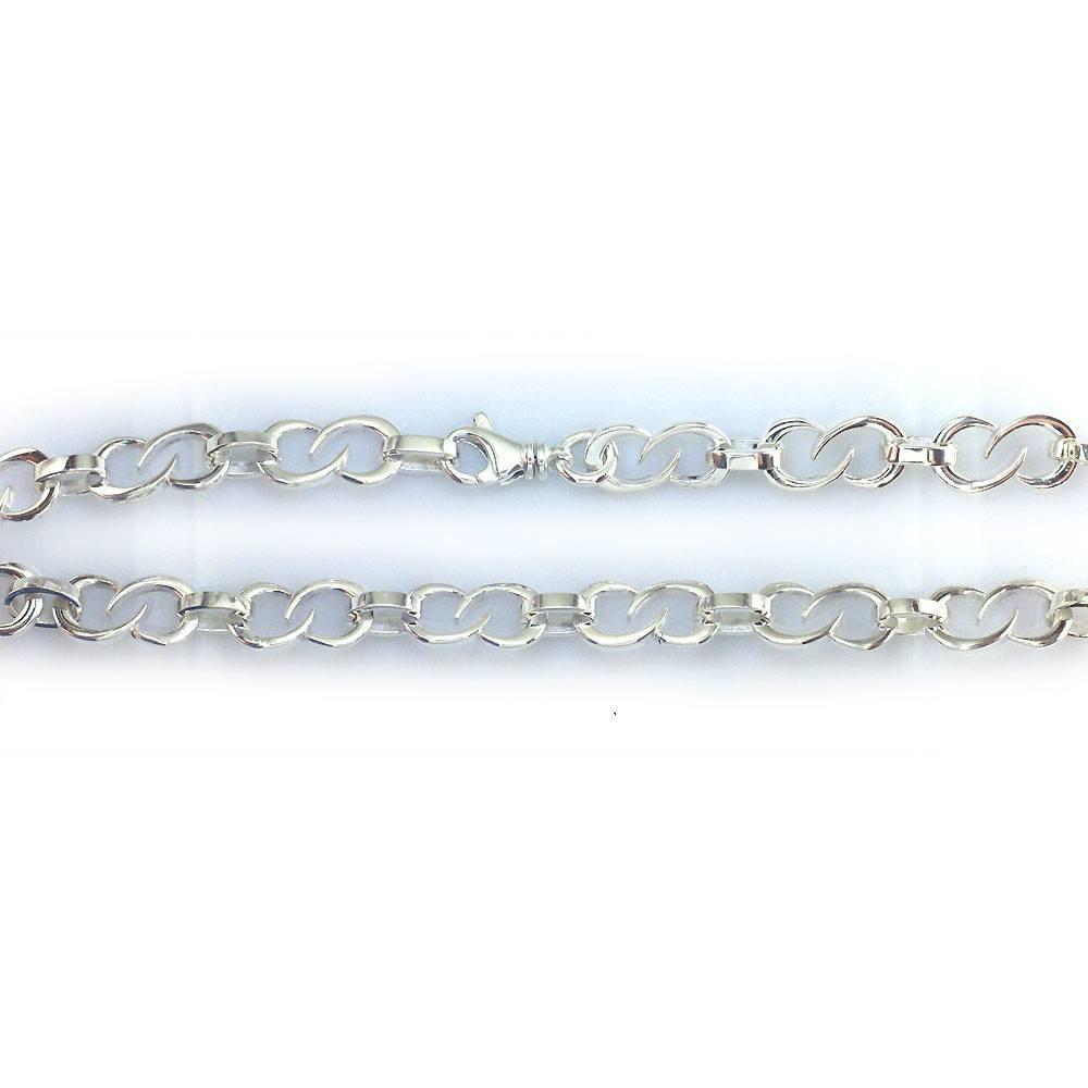 Mens Tribal Link Sterling Silver Chain, 22"