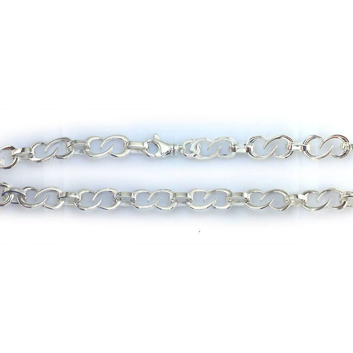 Mens Tribal Link Sterling Silver Chain, 22"