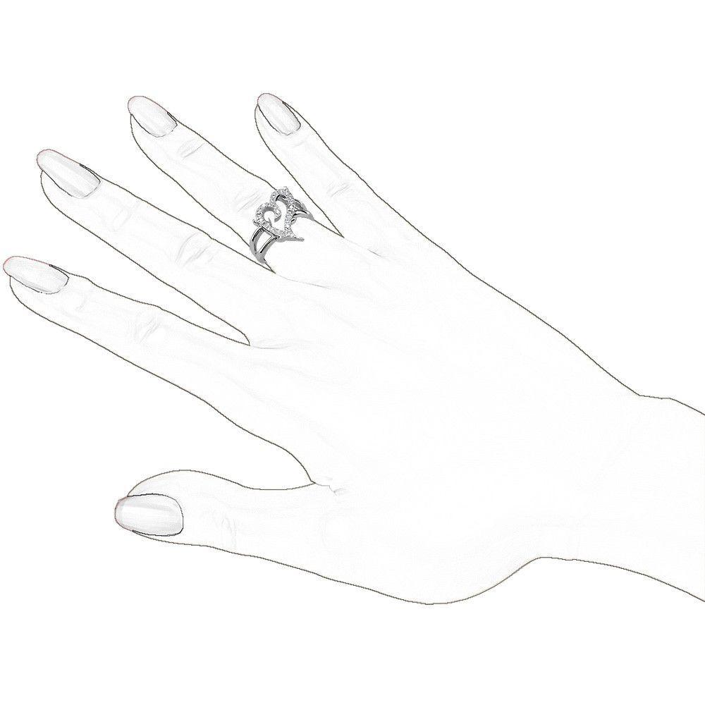 Diamond Guarded Love Heart Ring in 14K Yellow Gold
