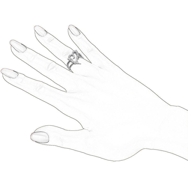 Diamond Guarded Love Heart Ring in 14K Yellow Gold