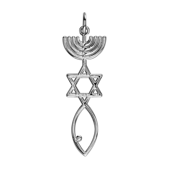 Messianic Seal Jewelry Charm in 14K White Gold