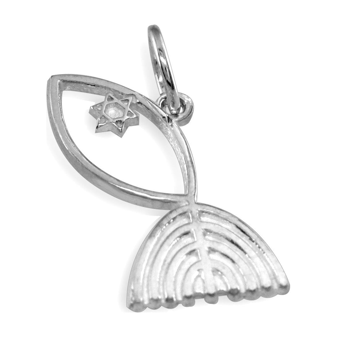 Messianic Fish Charm in 14K White Gold