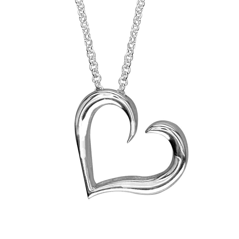 Wave Heart in Sterling Silver with Chain