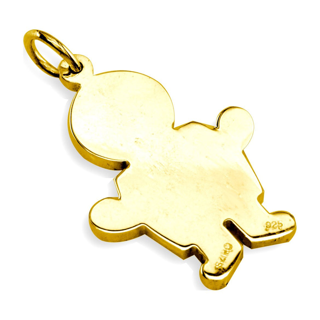 Large Autism Awareness Puzzle Boy Charm in 14K Yellow Gold