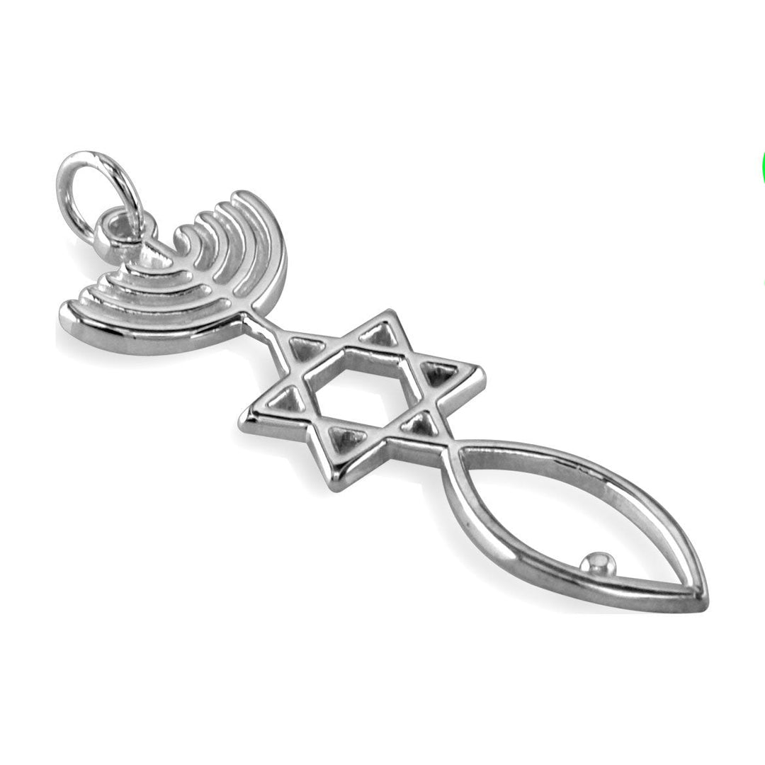 Large Size Messianic Seal Jewelry Charm in 14K White Gold
