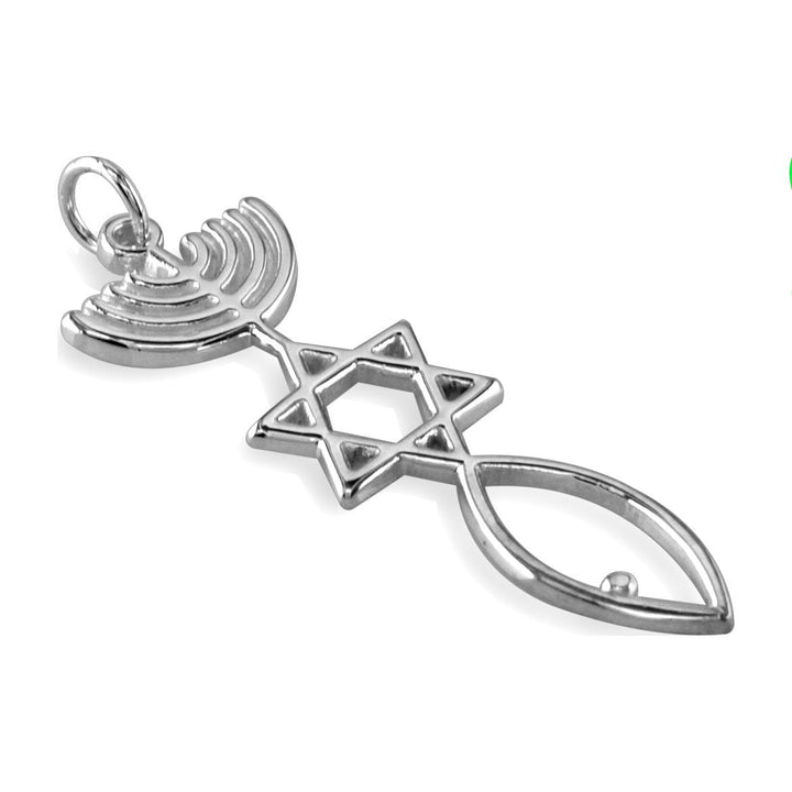 Large Size Messianic Seal Jewelry Charm in 14K White Gold