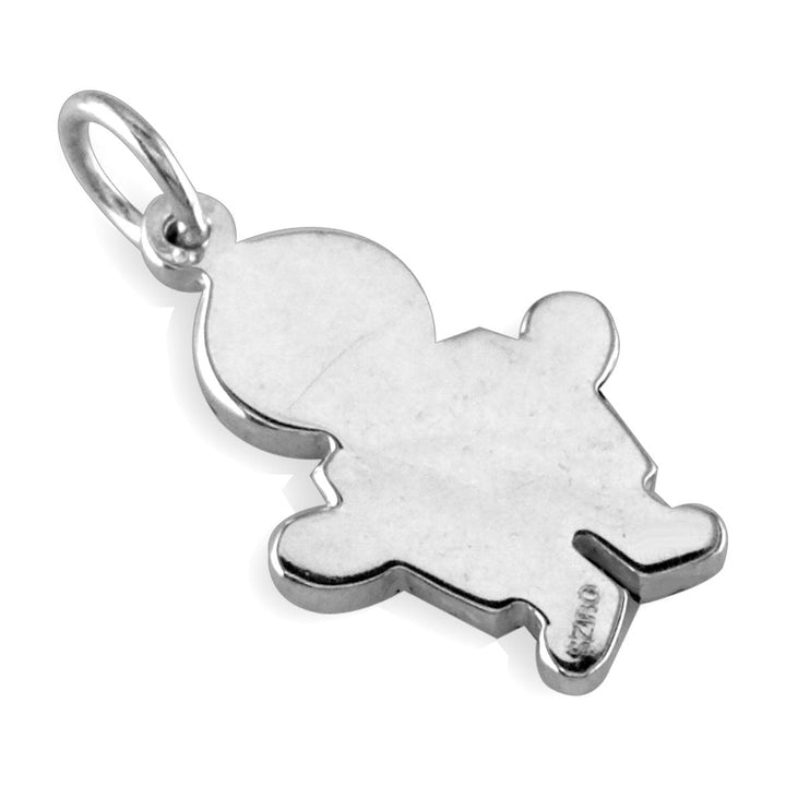 Small Autism Awareness Puzzle Boy Charm in 14K White Gold