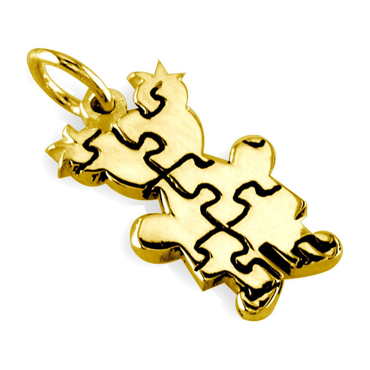 Small Autism Awareness Puzzle Girl Charm in 14K Yellow Gold