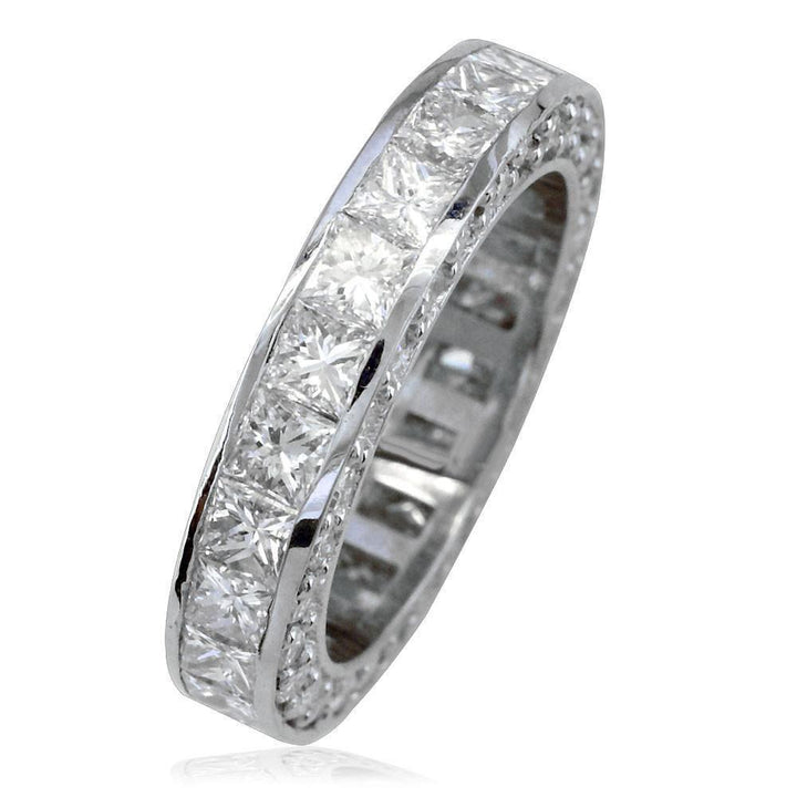 Matching Platinum Princess Cut Diamond Eternity Wedding Band, 3.87CT