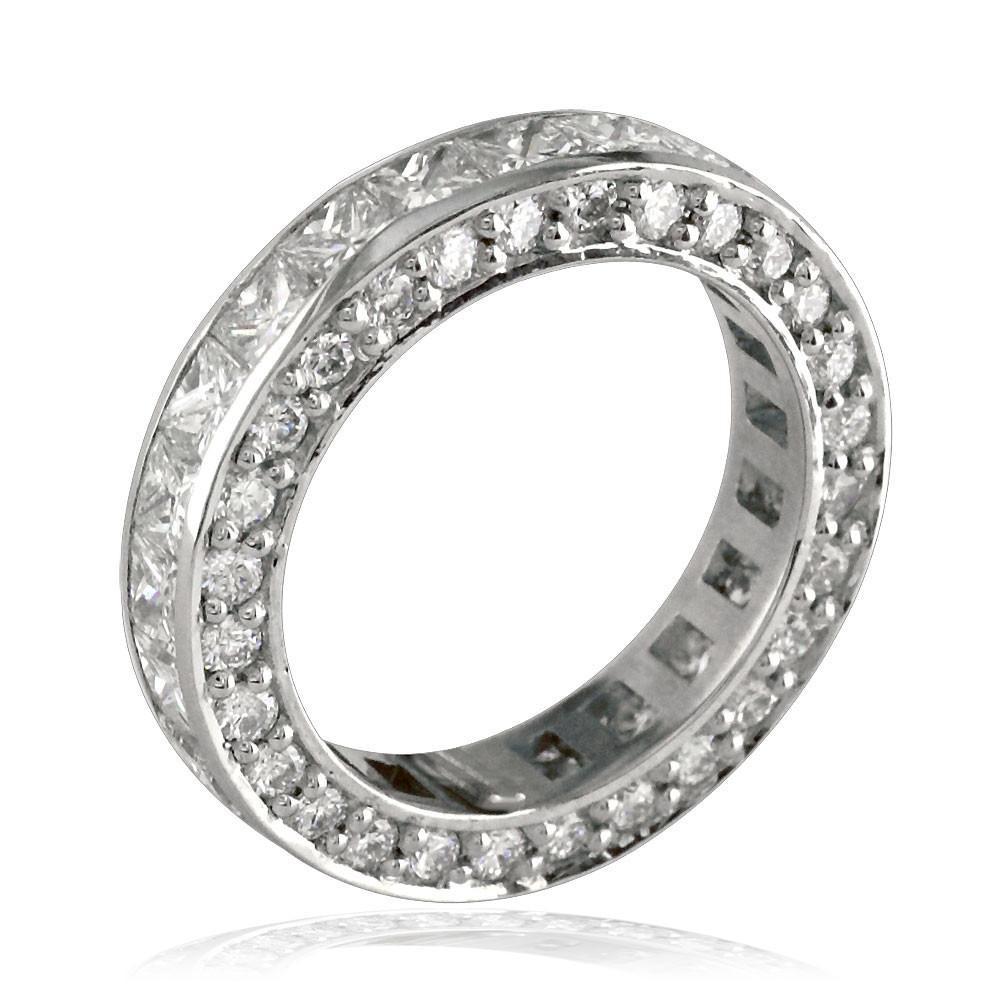 Matching Platinum Princess Cut Diamond Eternity Wedding Band, 3.87CT