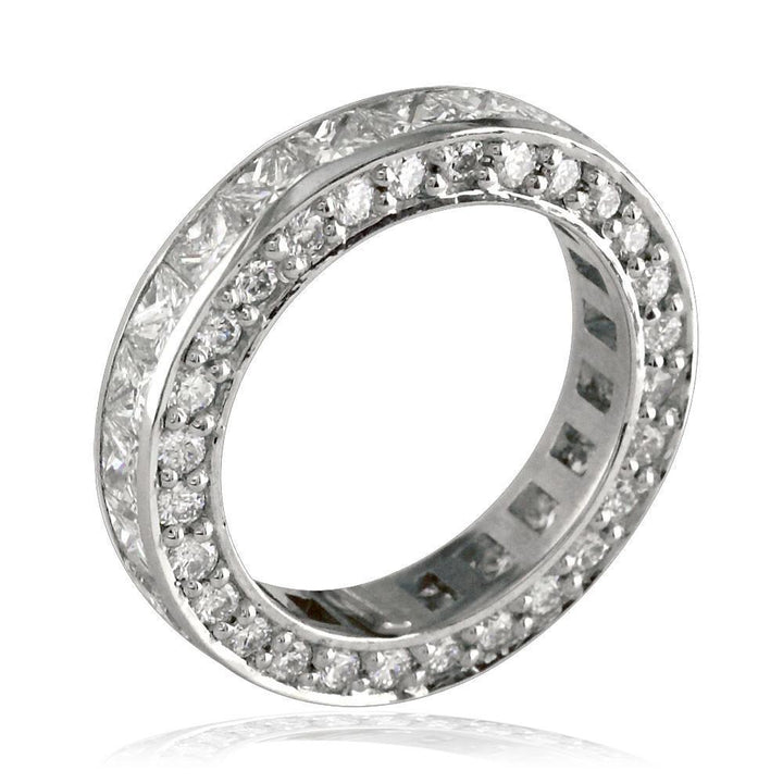 Matching Platinum Princess Cut Diamond Eternity Wedding Band, 3.87CT