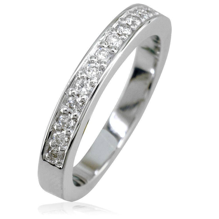 14K White Gold Diamond Band, Halfway, 0.26CT