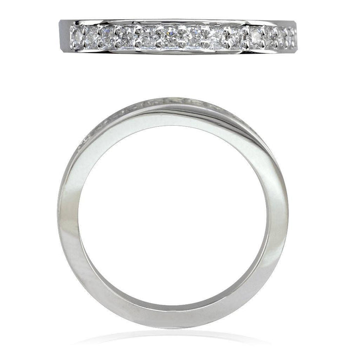 14K White Gold Diamond Band, Halfway, 0.26CT