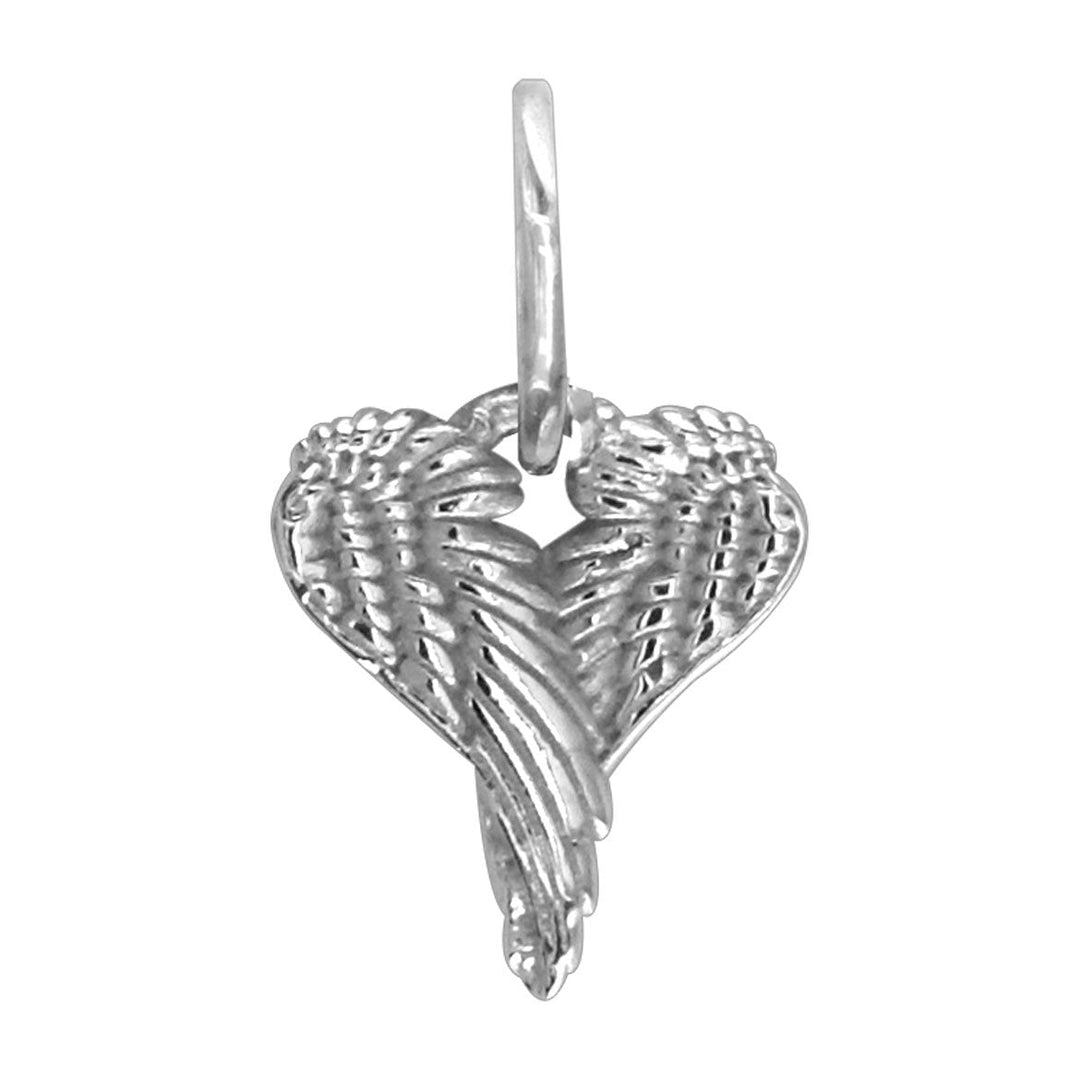 Mini Angel Heart Wings, Wings Of Love,12mm in 14k White Gold