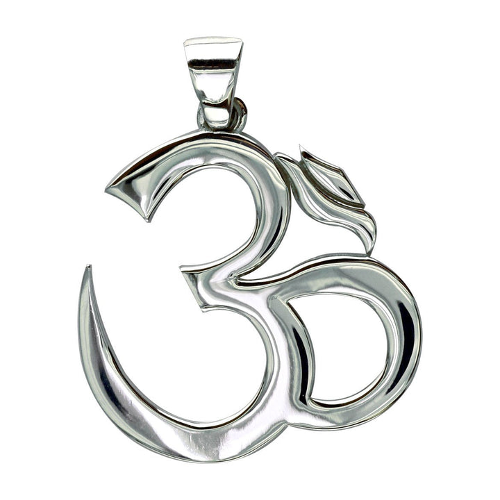 Jumbo Classic Yoga Ohm, Om, Aum Charm, 35mm X 35mm in Sterling Silver