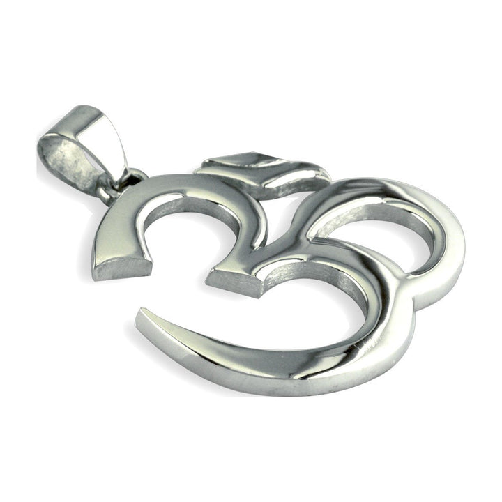 Jumbo Classic Yoga Ohm, Om, Aum Charm, 35mm X 35mm in Sterling Silver