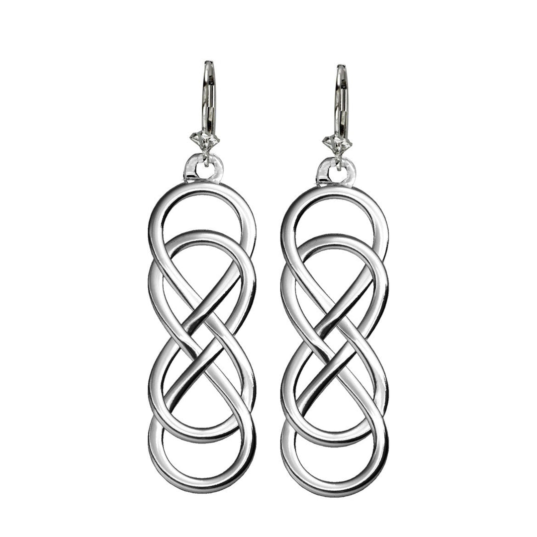 Large Double Infinity Symbol Earrings, Best Friends Forever Earrings, Sisters Earrings, 10mm x 30mm in 14K white gold