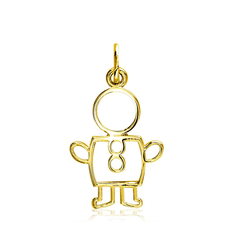 Small Cookie Cutter Boy Charm for Mom, Grandma in 14k Yellow Gold