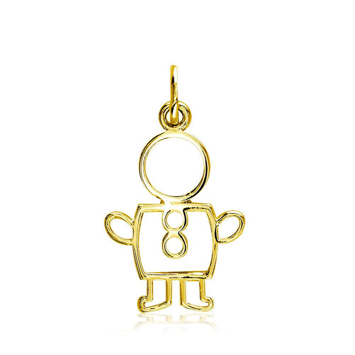 Small Cookie Cutter Boy Charm for Mom, Grandma in 14k Yellow Gold
