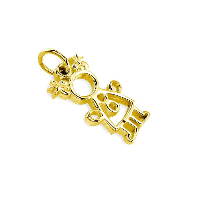 Small Cookie Cutter Girl Charm for Mom, Grandma in 14k Yellow Gold