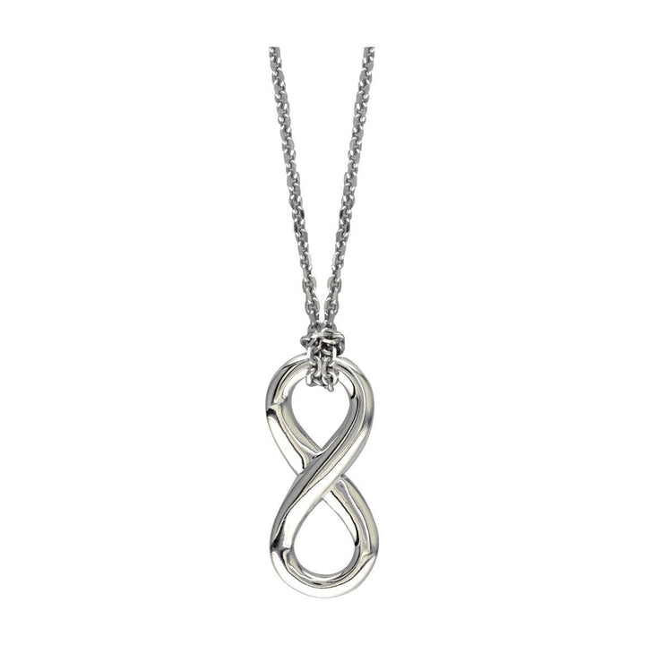 17" Total Length Small Flowing Infinity Charm with Knotted Chain in 14K White Gold