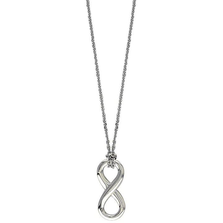 17" Total Length Small Flowing Infinity Charm with Knotted Chain in 14K White Gold