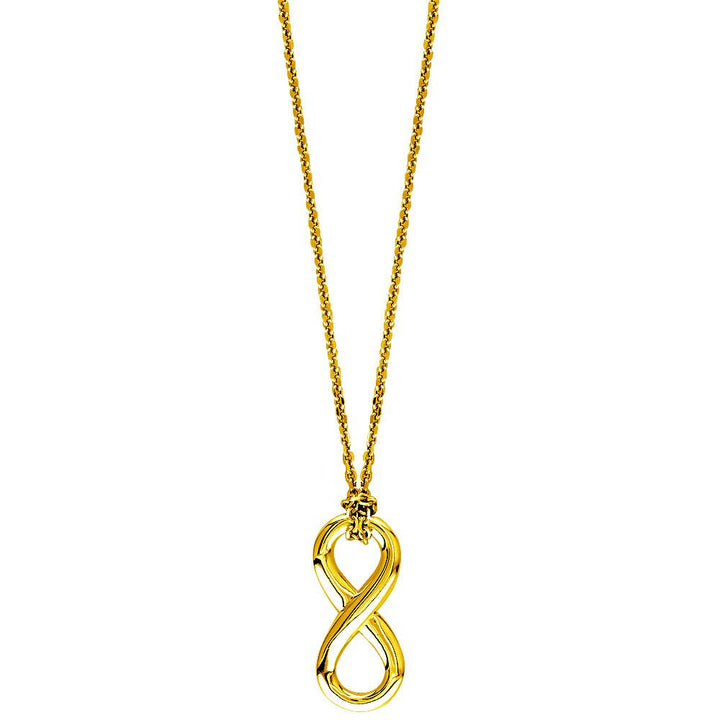 17" Total Length Small Flowing Infinity Charm with Knotted Chain in 14K Yellow Gold