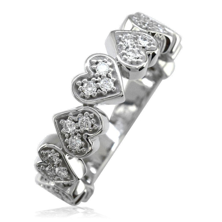 Diamond Hearts Band in 14K Gold, 9 Hearts, 0.27CT