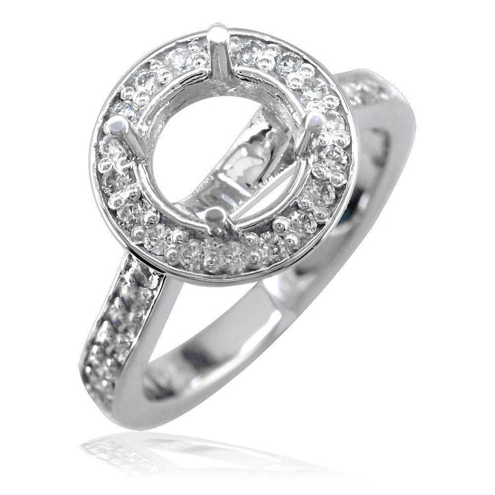 Diamond Halo Engagement Ring Setting, 0.50CT in 14k White Gold