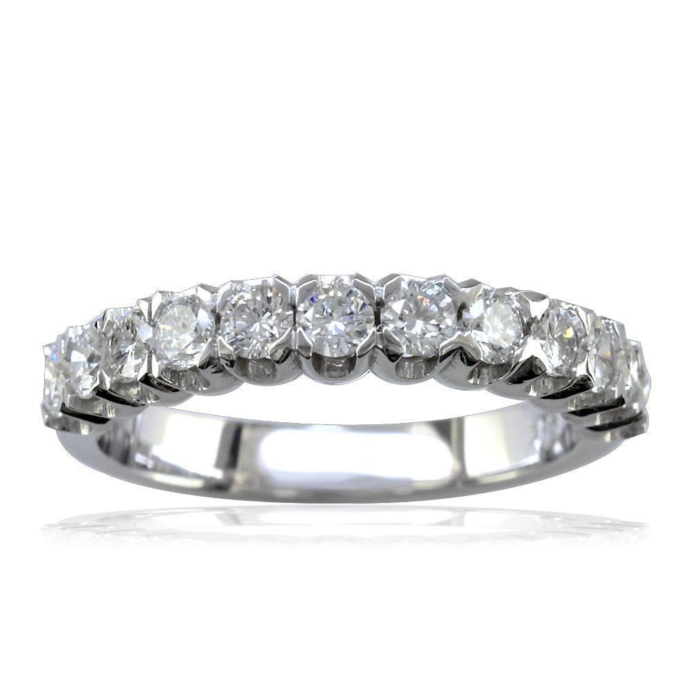 14K White Gold Round Diamonds Halfway Eternity Band, 0.75CT, Custom 4 Prong Setting