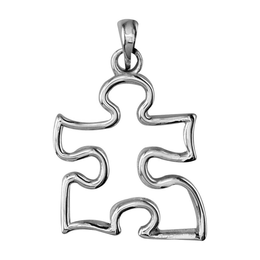 14k White Gold Medium Autism Awareness Open Puzzle Piece Charm, 20mm