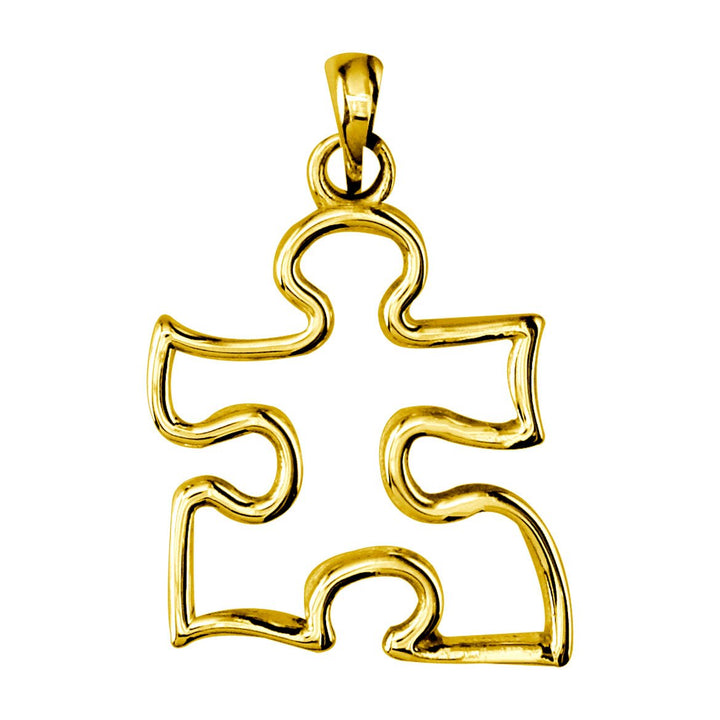14k Yellow Gold Medium Autism Awareness Open Puzzle Piece Charm, 20mm in 14K yellow gold