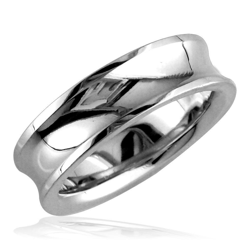 Concave Wedding Ring,6mm in Sterling Silver, size 7.5