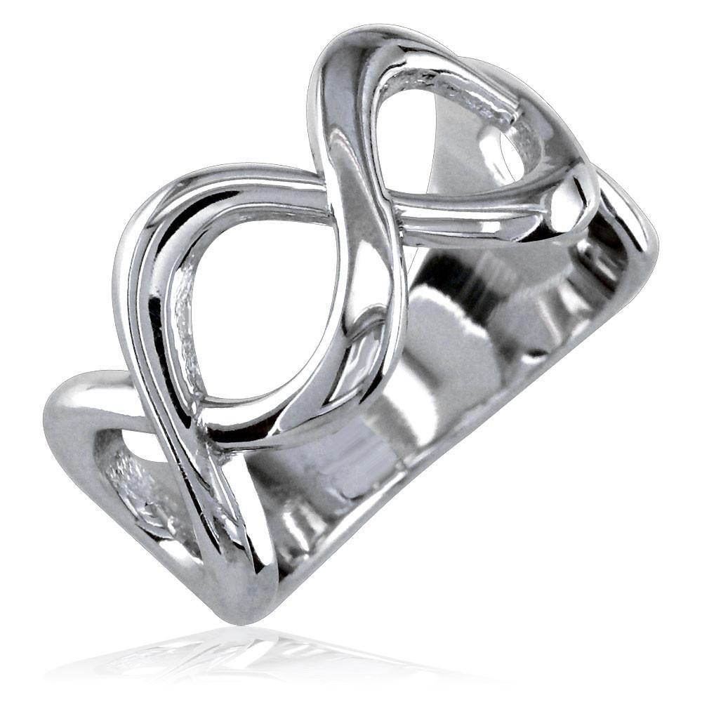 Wide Weaving Infinity Band, Halfway, 10mm in 14K White Gold