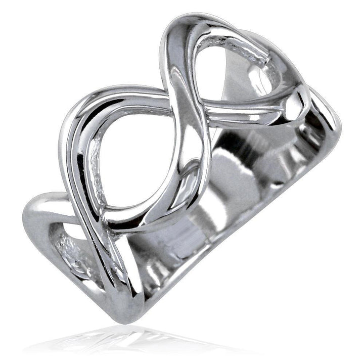 Wide Weaving Infinity Band, Halfway, 10mm in 14K White Gold