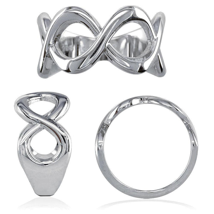 Wide Weaving Infinity Band, Halfway, 10mm in 14K White Gold