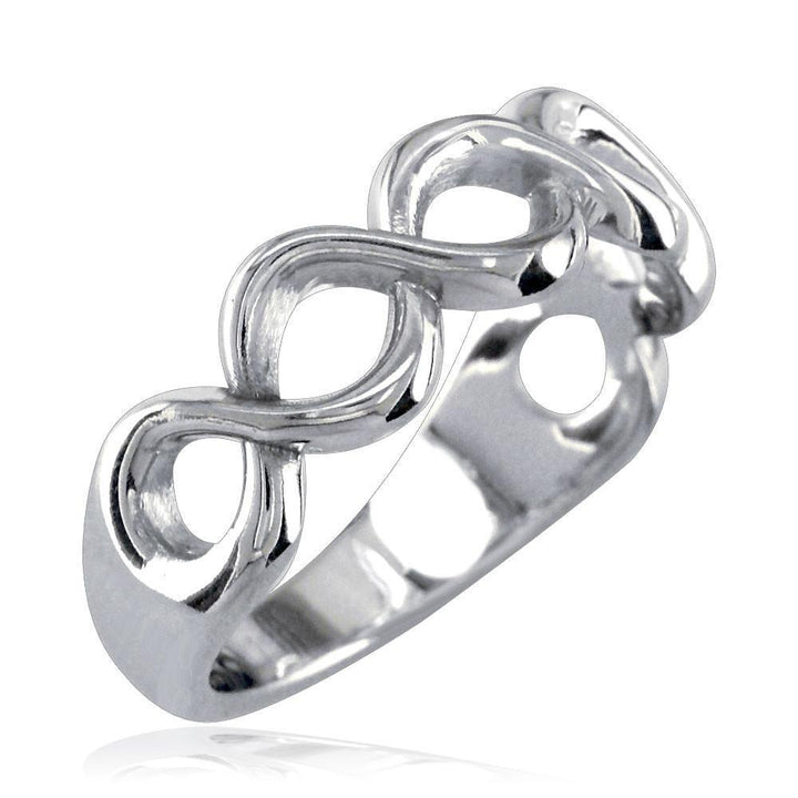 Weaving Infinity Band, Halfway, 6mm in Sterling Silver