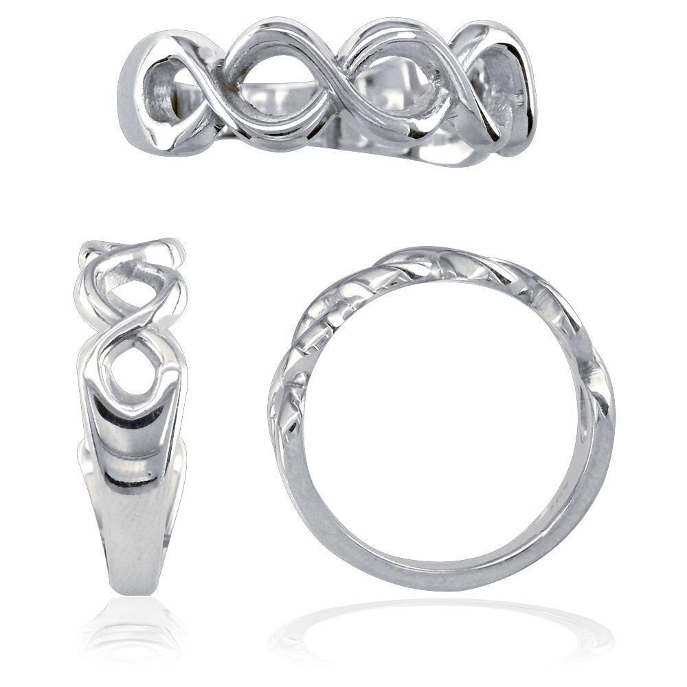 Weaving Infinity Band, Halfway, 6mm in Sterling Silver