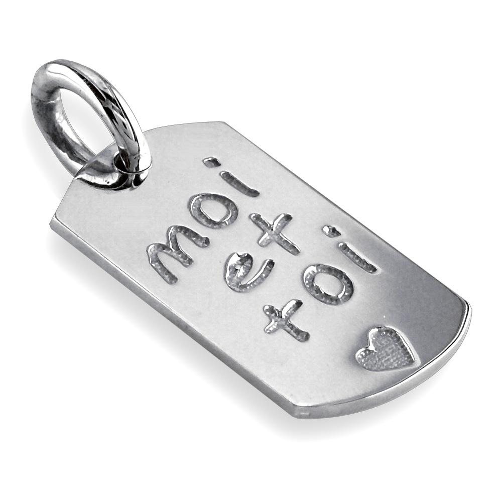 Moi Et Toi, Me and You, Dog Tag Charm in Sterling Silver