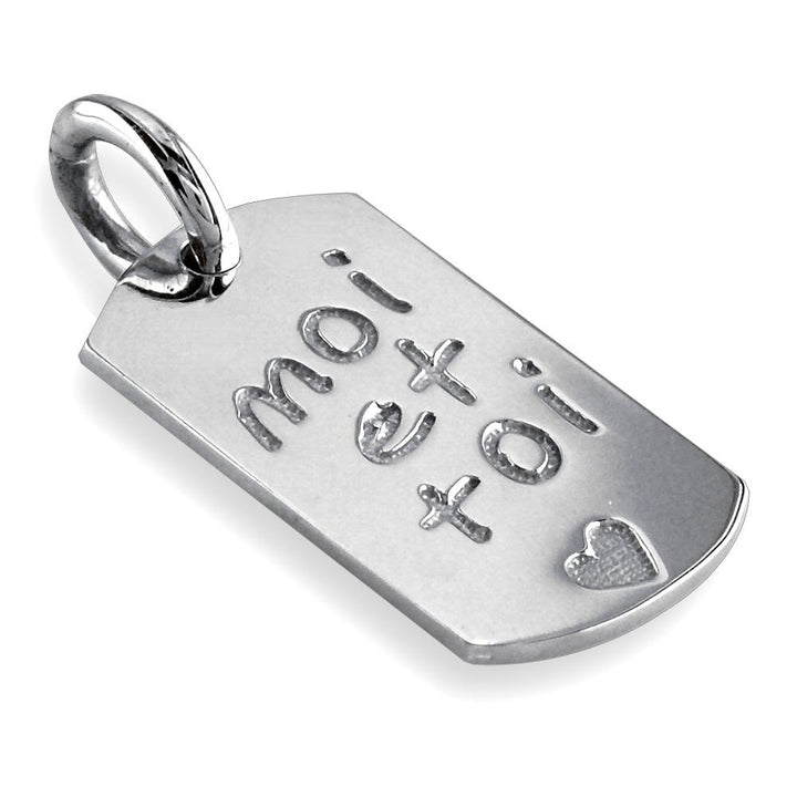 Moi Et Toi, Me and You, Dog Tag Charm in Sterling Silver