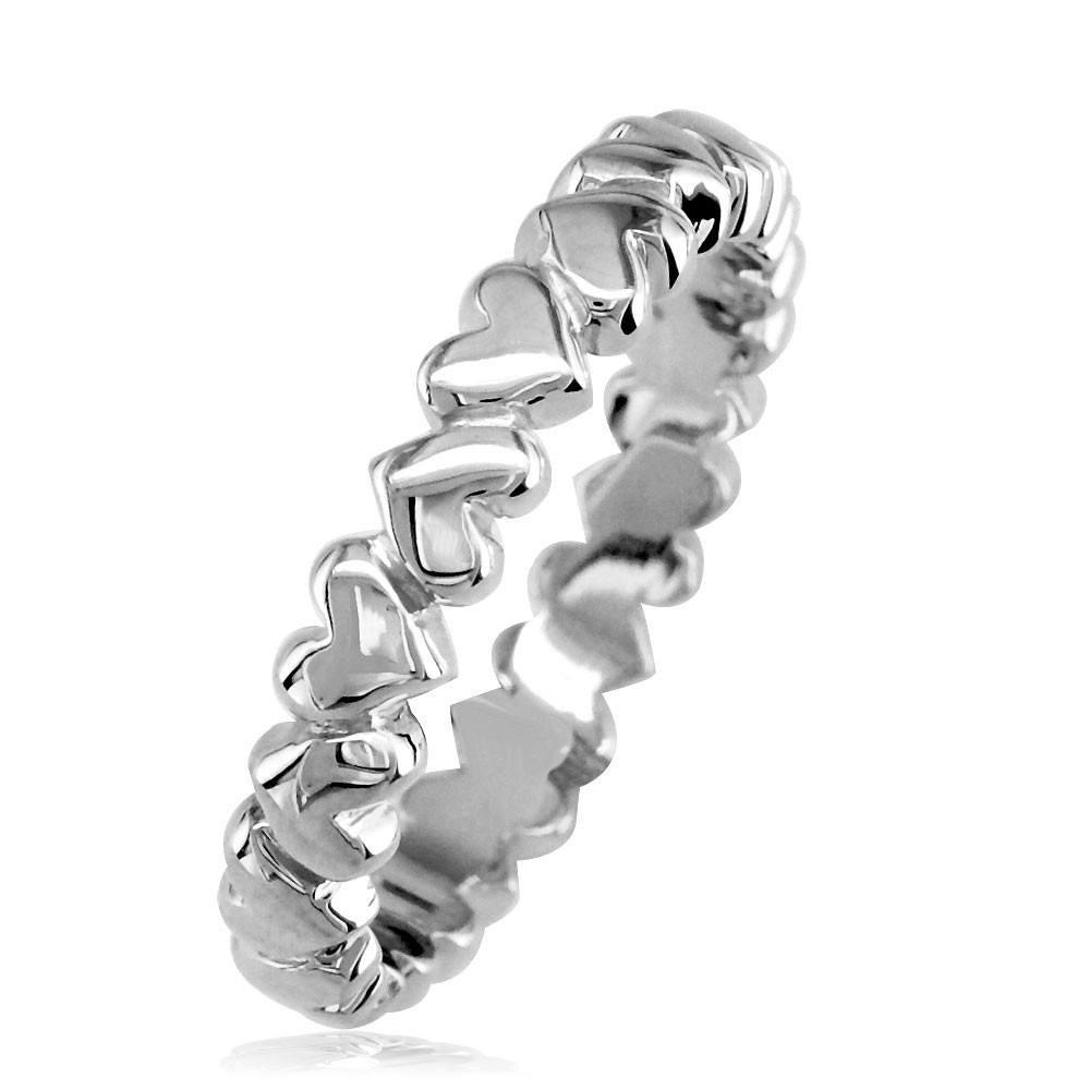 Eternity Hearts Stacker Ring in Sterling Silver