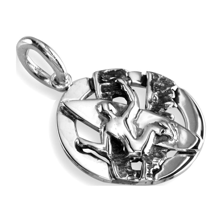 Round Surfer Charm in Sterling Silver