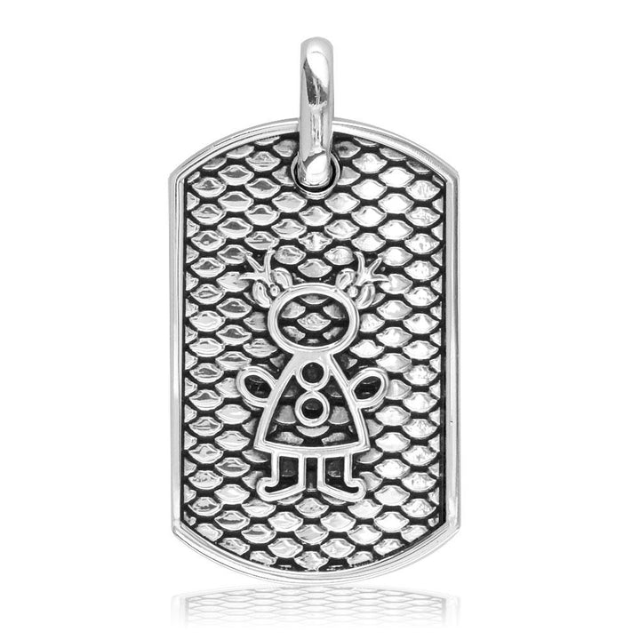 Sziro Girl Dog Tag Charm for Dad, Mom in Sterling Silver