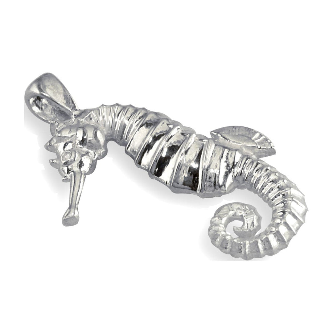 3D Seahorse Charm in Sterling Silver