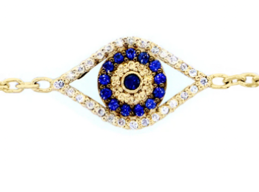 Evil Eye 7-Inch Bracelet, 14K Yellow Gold