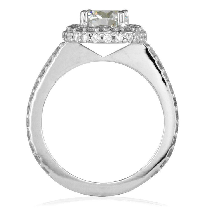 Diamond Halo Engagement Ring Setting, 0.70CT Sides in 14k White Gold