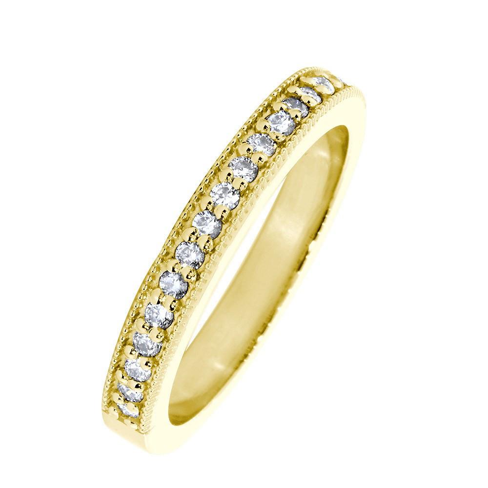 Diamond Wedding Band with Milgrain, 0.30CT Total in 14k Yellow Gold